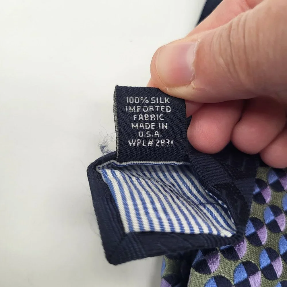 Tommy Hilfiger Men's Blue Geometric Print Neck Tie Silk Made in USA - Picture 5 of 7